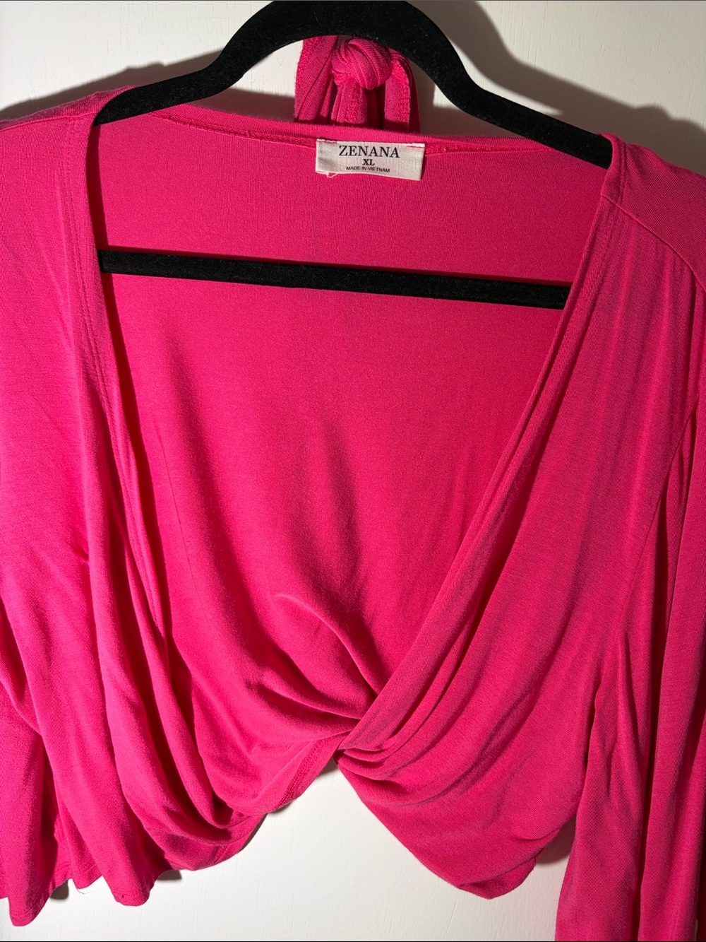 Zenana Outfitters Bright Pink Knot-Detail Top
